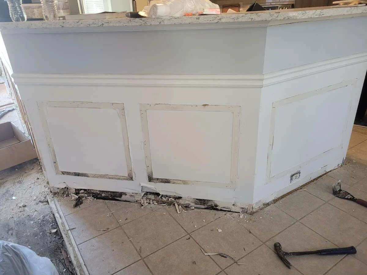 Water damage and mold on kitchen during Storm Damage Restoration in Upper Merion